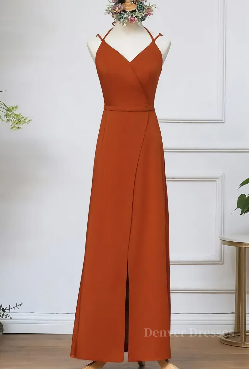 Party Dress For Girls, Rust Orange Wrap Bridesmaid Dress
