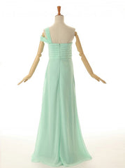 Formal Dress Attire For Wedding, A-Line One Shoulder Floor Length Mint Green Bridesmaid Dress