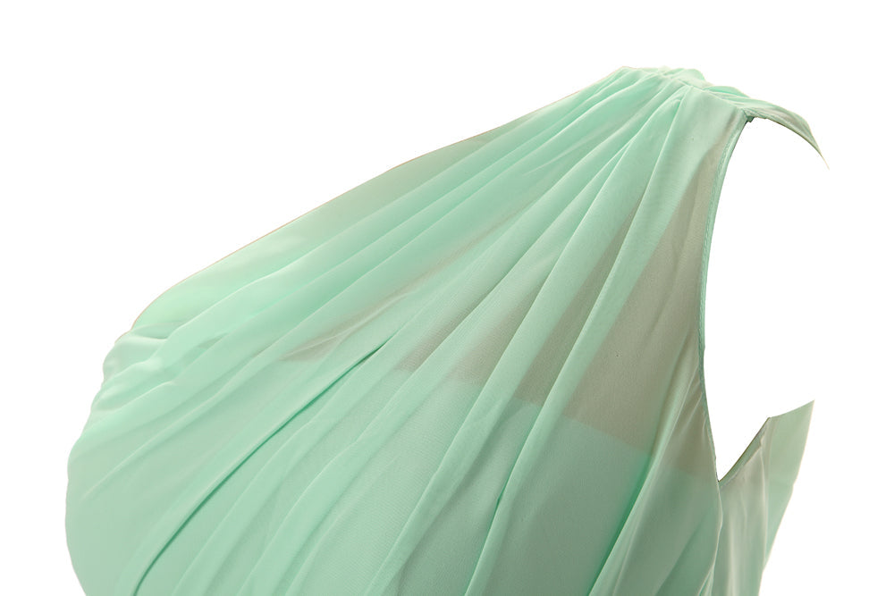 Prom Dress For Teen, Simple A-Line Chiffon Ruched Mint Green Long Bridesmaid Dress