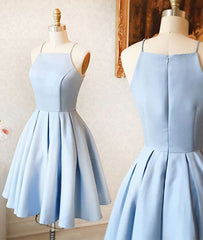 Bridesmaides Dresses Short, Satin Light blue Simple Short Prom Dress,Mini Homecoming dress for teens,Cocktail Dresses
