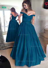 Formal Dress Trends, Satin Prom Dress A-Line/Princess Off-The-Shoulder Long/Floor-Length With Beaded