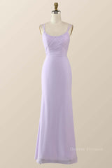 Prom Dress Beautiful, Scoop Lavender Chiffon Pleated Long Bridesmaid Dress