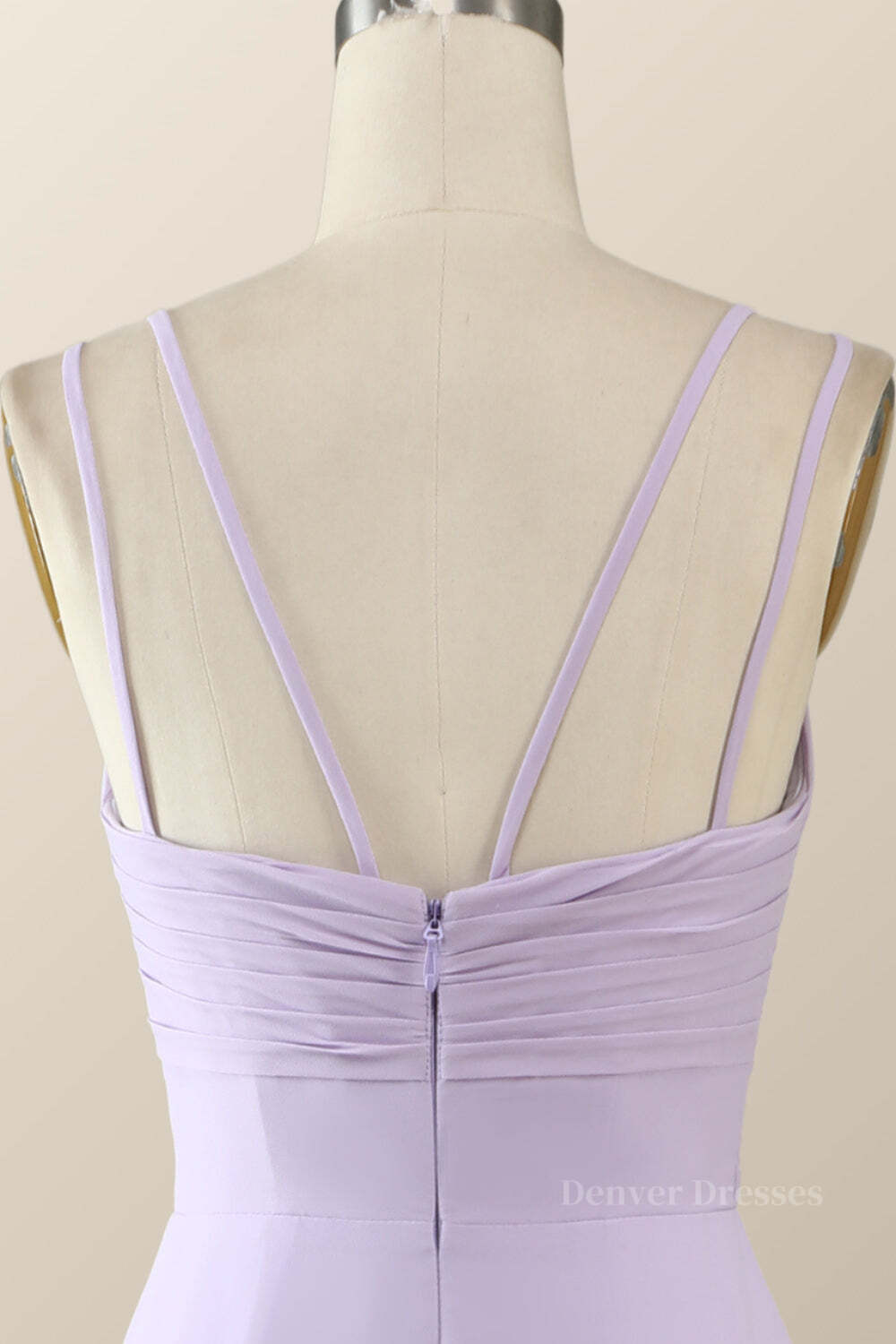 Prom Dress 2060, Scoop Lavender Chiffon Pleated Long Bridesmaid Dress