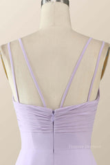 Prom Dress 2060, Scoop Lavender Chiffon Pleated Long Bridesmaid Dress