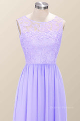 Party Outfit, Scoop Lavender Lace and Chiffon Long Bridesmaid Dress