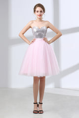Prom Dress Long Formal Evening Gown, Sequin Lace & Tulle Sweetheart Neckline Short Length A-line Bridesmaid Dresses