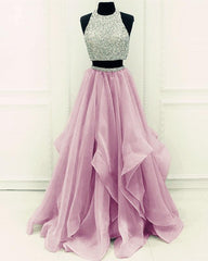Wedding Dress Boutiques, Sequins Beaded Organza Layered Two Piece Ball Gowns Prom Dress,Wedding Party Dress
