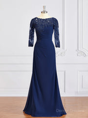 Formal Dress Ballgown, Sheath/Column Bateau Floor-Length Chiffon Mother of the Bride Dresses With Appliques Lace