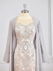 Dress Formal, Sheath/Column Bateau Short/Mini Chiffon Mother of the Bride Dresses With Appliques Lace