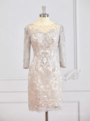 Gorgeou Dress, Sheath/Column Bateau Short/Mini Chiffon Mother of the Bride Dresses With Appliques Lace