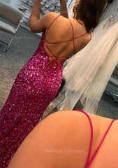 Bridesmaid Dresses Blushes, Sheath/Column Bateau Spaghetti Straps Long/Floor-Length Velvet Sequins Prom Dress With Split
