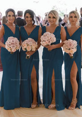 Homecoming Dress Online, Sheath/Column Cowl Neck Sleeveless Chiffon Bridesmaid Dresses With Pleated Split