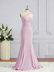 Bodycon Dress, Sheath/Column One-Shoulder Floor-Length Stretch Crepe Bridesmaid Dresses
