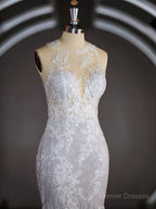 Weddings Dress Near Me, Sheath/Column Scoop Court Train Lace Wedding Dresses with Appliques Lace