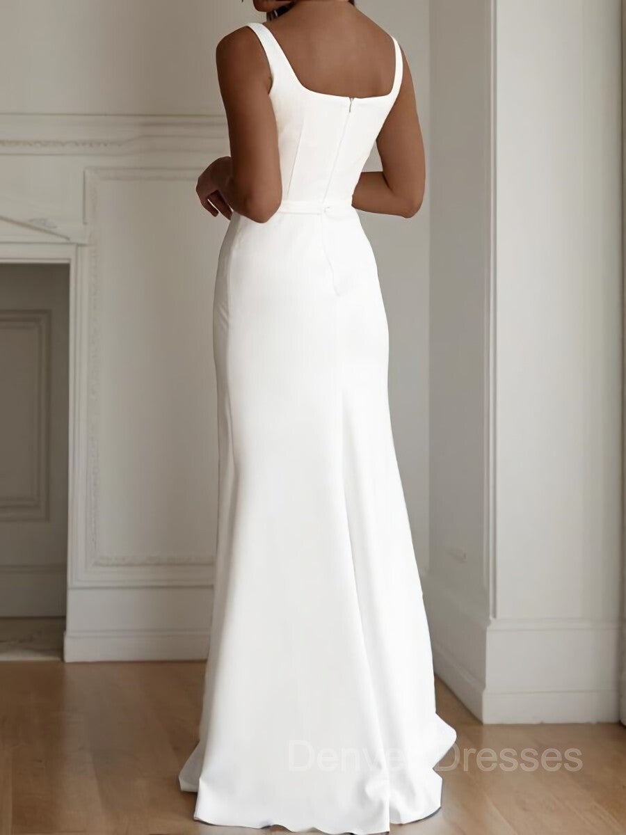 Wedding Dress Styles 2026, Sheath/Column Straps Floor-Length Stretch Crepe Wedding Dresses