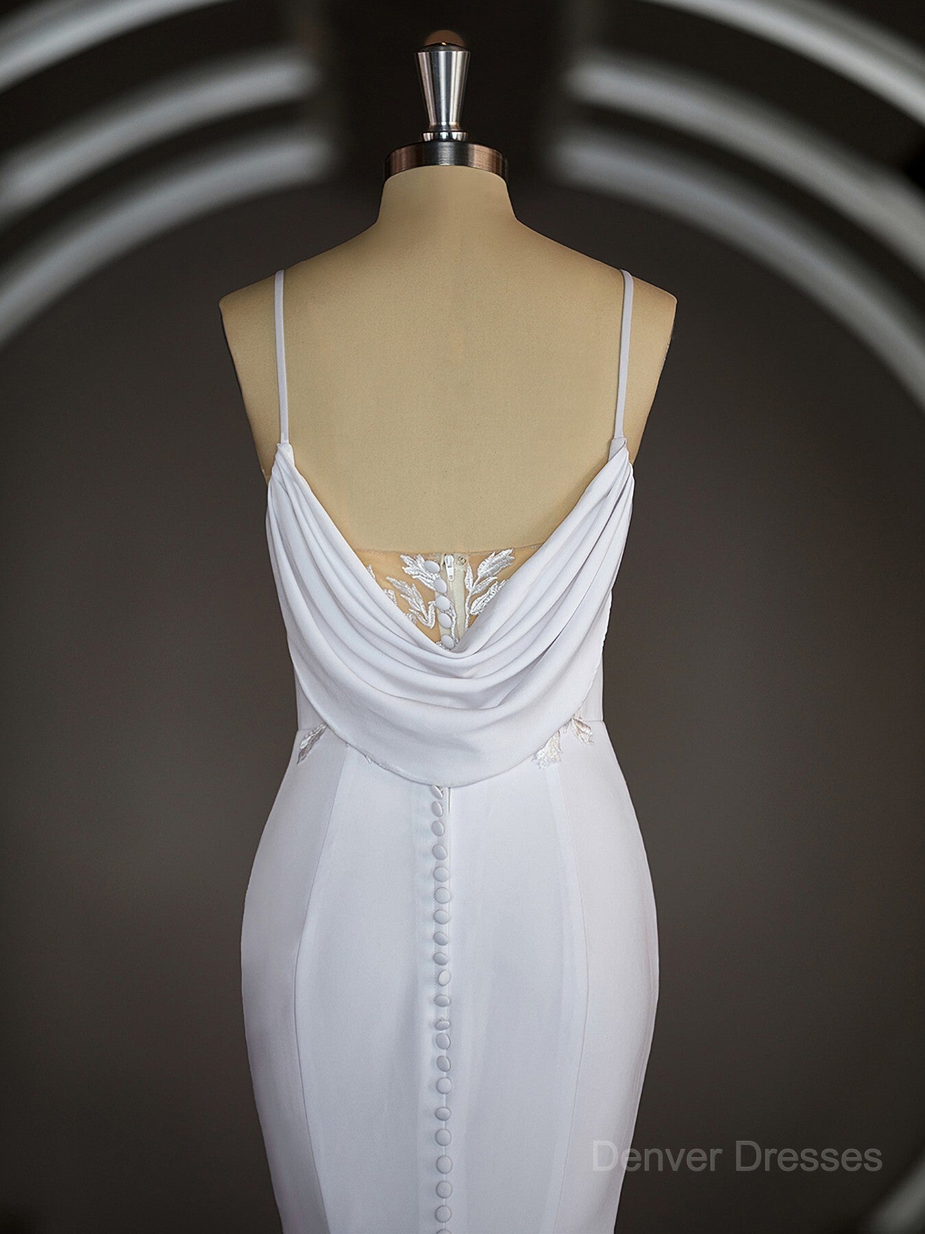 Wedding Dresses Silk, Sheath/Column V-neck Court Train Stretch Crepe Wedding Dresses with Ruffles