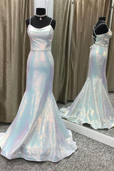 Bridesmaid Dress Colours, Shiny Spaghetti Straps Mermaid Sequin Long Prom Dresses