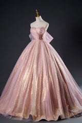 Salad Dress Recipes, Shiny Tulle Sequins Long Prom Dress, Pink Formal Dress Sweet 16 Dress