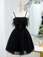 Evening Dresses Formal, Short Back Prom Dress with Corset Back, Little Black Formal Homecoming Dresses