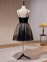 Gown Dress, Short Black Lace Prom Dresses, Short Black Lace Formal Homecoming Dresses