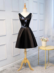 Evening Dresses Gold, Short Black Prom Dresses, Black Short Formal Homecoming Dresses
