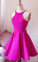 Evening Dresses Knee Length, Short Hot Pink Prom Dresses, Short Hot Pink Formal Homecoming Dresses