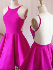 Evening Dress Knee Length, Short Hot Pink Prom Dresses, Short Hot Pink Formal Homecoming Dresses