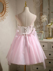 Evening Dress Shop, Short Pink Beaded Prom Dresses, Short Pink Beaded Formal Homecoming Dresses