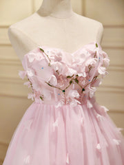 Semi Dress, Short Pink Floral Prom Dresses, Short Pink Floral Formal Homecoming Dresses