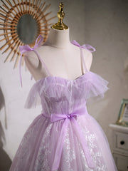 Evening Dress Online, Short Purple Lace Prom Dresses, Short Purple Lace Formal Homecoming Dresses
