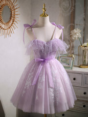 Evening Dress Boutique, Short Purple Lace Prom Dresses, Short Purple Lace Formal Homecoming Dresses