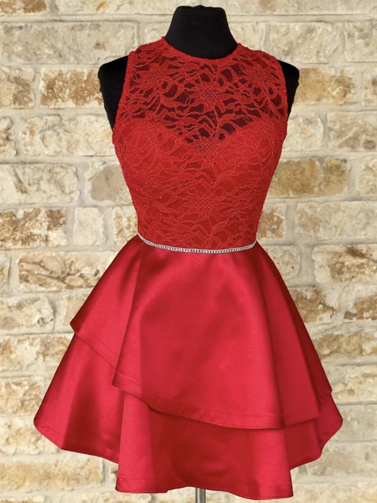 Party Dress Dress Code, Short Red Lace Prom Dresses, Short Red Lace Formal Homecoming Dresses