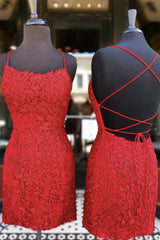 Bridesmaid Dresses With Lace, Short Red Lace Prom Homecoming Dress,gala dresses short,mini prom dresses