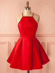Homecoming Dress Styles, Short Red Satin Prom Dresses, Short Red Satin Homecoming Graduation Dresses
