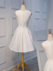 Evening Dresses Suits, Short White Lace Floral Prom Dresses, Short White Lace Floral Formal Homecoming Dresses