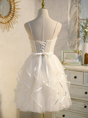 Evening Dresses Boutique, Short White Prom Dresses, Short White Lace Formal Homecoming Dresses