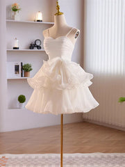Black Formal Dress, Short White Tulle Prom Dress, Short White Tulle Formal Homecoming Dresses