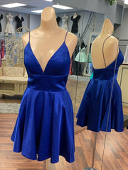 Party Dress And Gown, Simple A Line V Neck Short Prom Dresses, V Neck Short Formal Homecoming Dresses