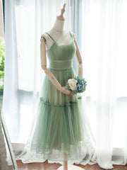 Prom Dress2025, Simple Aline Tulle Green Short Prom Dress, Tulle Green Homecoming Dress