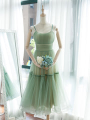Prom Dress On Sale, Simple Aline Tulle Green Short Prom Dress, Tulle Green Homecoming Dress