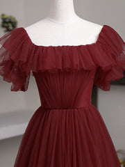Homecoming Dresses Tight, Simple Burgundy A line Long Prom Dresses, Burgundy Bridesmaid Dresses