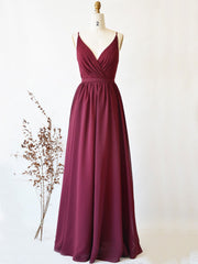 Party Dresses Shopping, Simple burgundy chiffon lace long prom dresses, cheap women formal evening dress