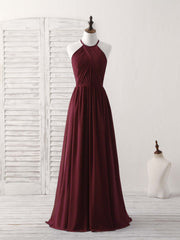 Party Dress Size 38, Simple Burgundy Chiffon Long Prom Dress, Burgundy Evening Dress
