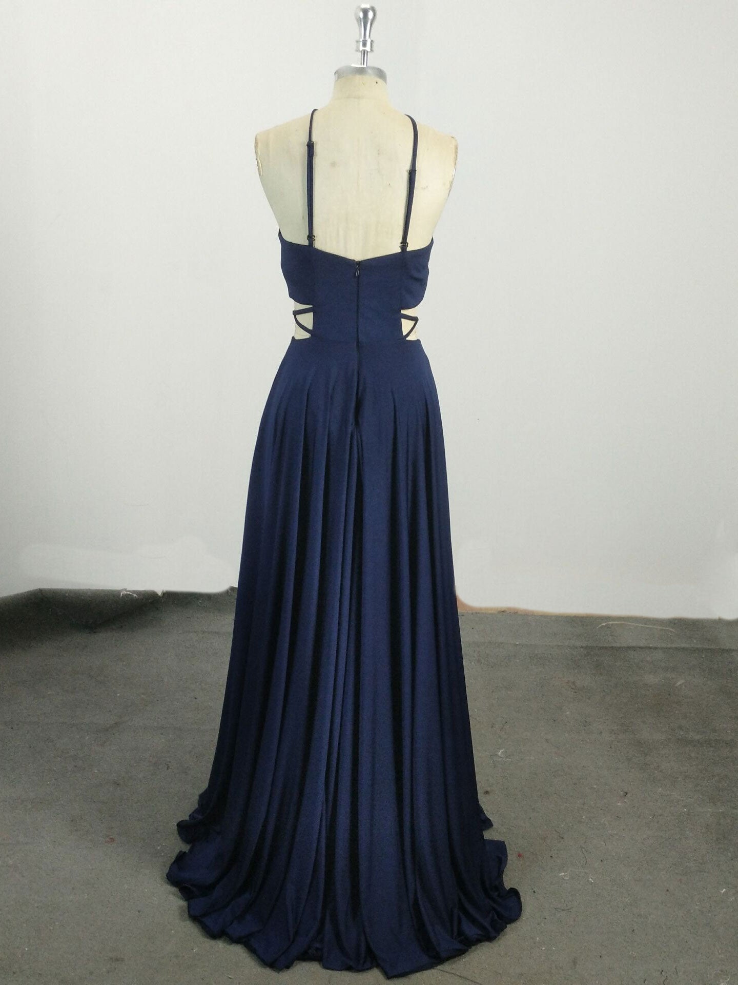 Mismatched Bridesmaid Dress, Simple Chiffon Blue Long Prom Dress, Blue Evening Dress