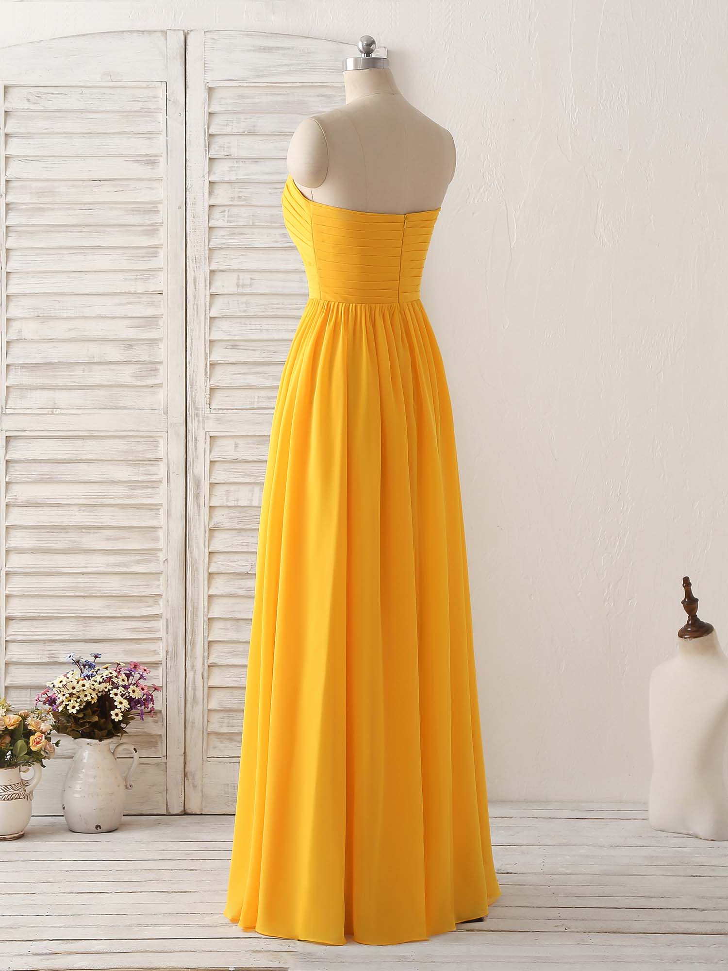 Prom Dresses Graduacion, Simple Chiffon Yellow Long Prom Dress Simple Bridesmaid Dress