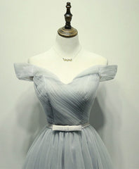 Bridesmaid Dressese Lavender, Simple Gray Tulle Short Prom Dress, Gray Tulle Bridesmaid Dress