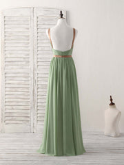 Homecoming Dresses 2026, Simple Green Chiffon Long Prom Dress, Green Bridesmaid Dress