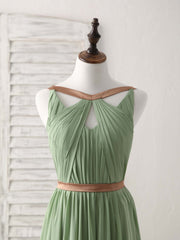 Homecoming Dress 2019, Simple Green Chiffon Long Prom Dress, Green Bridesmaid Dress