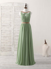 Homecomming Dresses Long, Simple Green Chiffon Long Prom Dress, Green Bridesmaid Dress