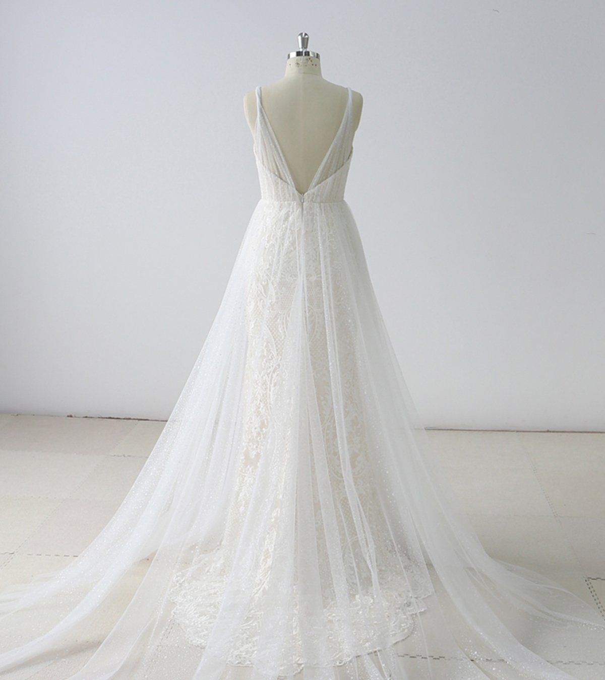 Wedding Dress Fittings, Simple Long A-line V Neck Tulle Wedding Dress